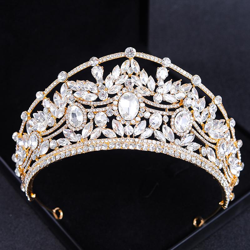 Barocke Kristall Diademe und Kronen Strass-Abschlussball Diadem Stirnband Krone Braut Hochzeits Haar Accessoires Schmuck Krone Diadem Geschenk