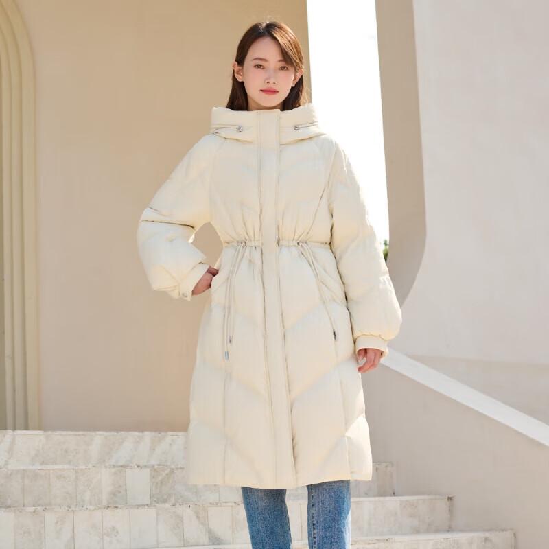 Tanboer Women's Casual Mid-Length Down Jacket with Belt