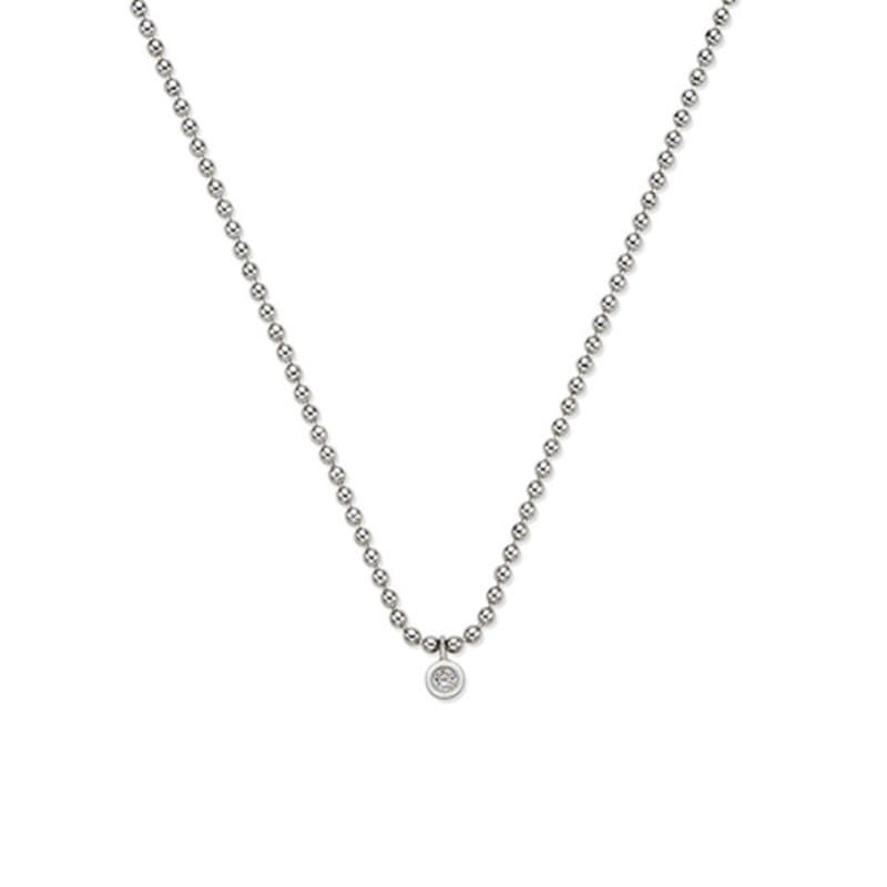By Hyeres [925 Silver] Mini Stone Ball Chain Necklace (Silver) BH7N40709W9450