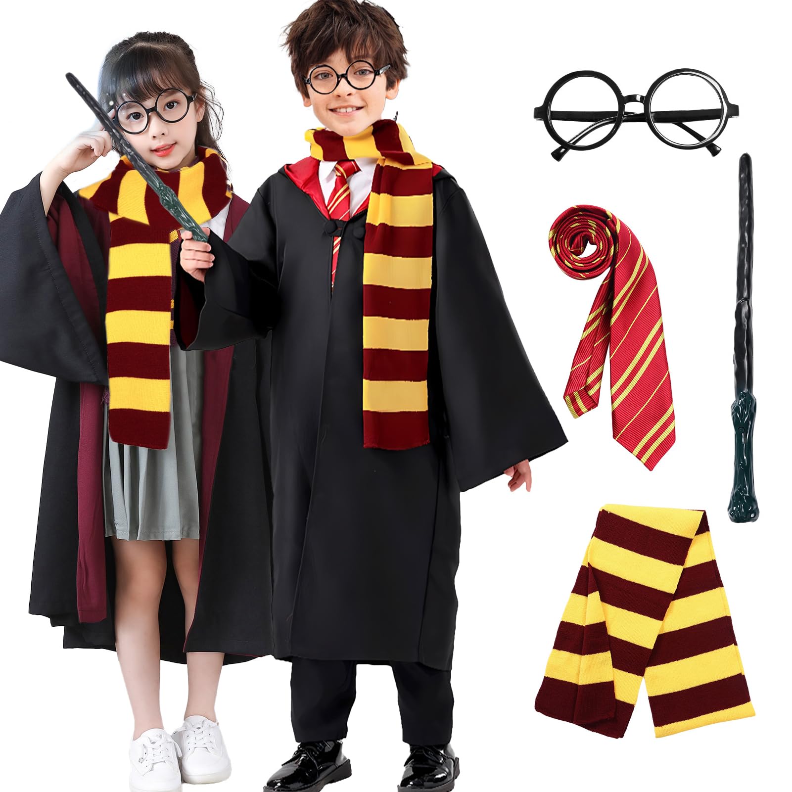 

Полный набор костюма для косплея на Хэллоуин Размеры Очки Галстук Шарф Магия [Formemory] 5 предметов (7 Доступно) (Платье + + + + Палочка)