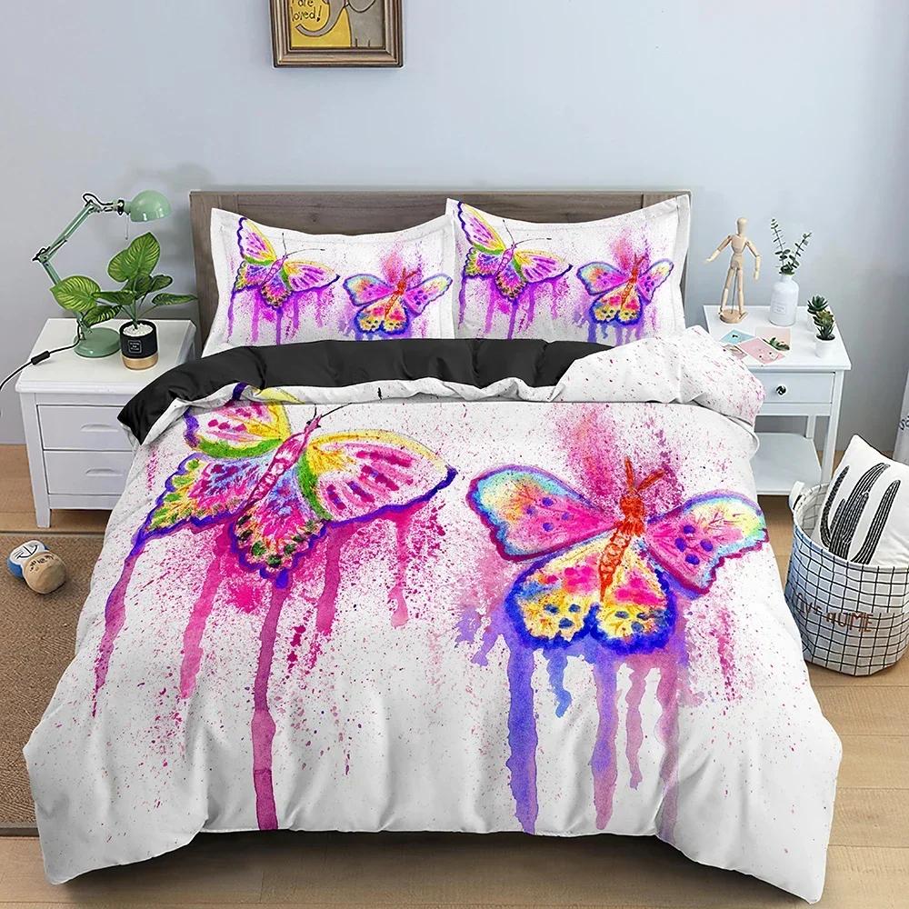 3D Print Butterfly Animal Floral Bedding Set Single Twin Double Queen King Cal King Size Bed Linen Set