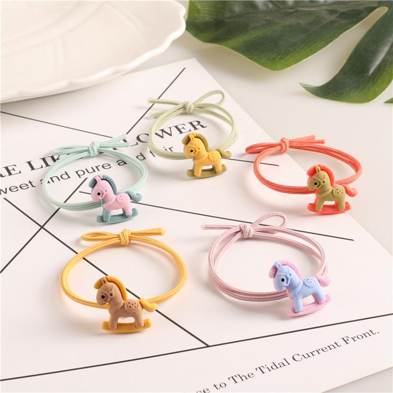 

5шт / набор корейской версии симпатичный детский мультфильм маленький деревянный кон волос кольцо для волос веревка высокая эластичная девочка голова веревка аксессуары для волос