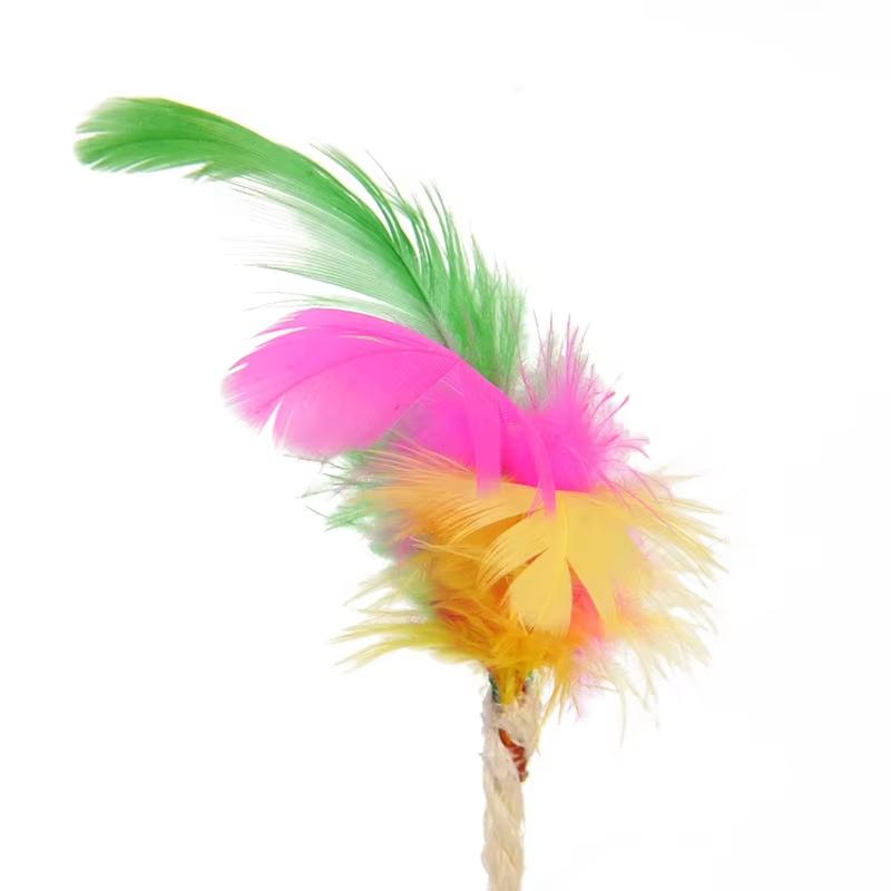 1/3pcs Pet Cat Toy Sisal Scratching Ball Training Interactive Grinding Claw  Toy Belt With Colored Feathers Pet Sisal Toys