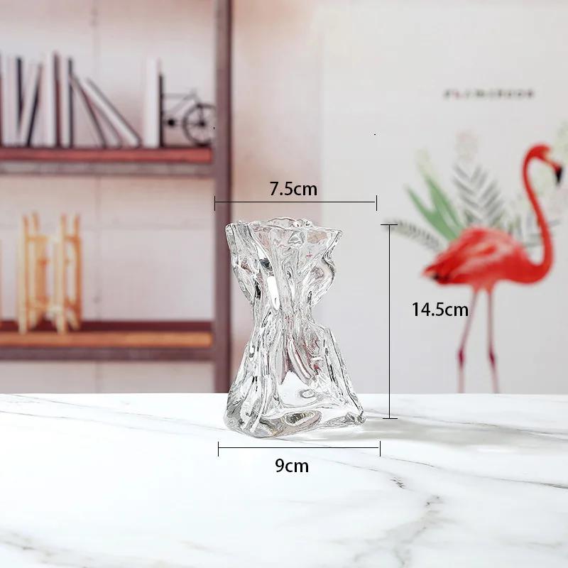 

Creative Twist Glass Vase Hydroponic Flower Pots Desk Decoration Artificial Flower Decorative Floral Arrangement Colorful Vases