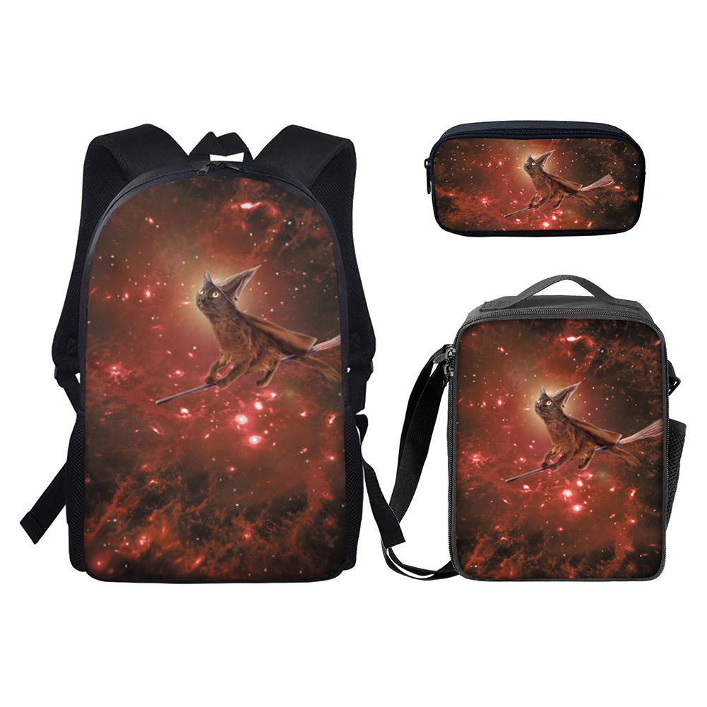 Classico Popolare Divertente Cielo Stellato Animale Stampa 3D Set da 3 pz Zaino per Studenti Zaino per Laptop Zaino Giornaliero Borsa Pranzo Astuccio