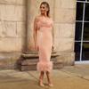 Personality Sleeveless Bodycon Dress with Side Slit and Fur Details Skirt Slim-fit Bag Hip Fluffy Pencil Skirt Dress Dress Skirt Bridesmaid Skirt