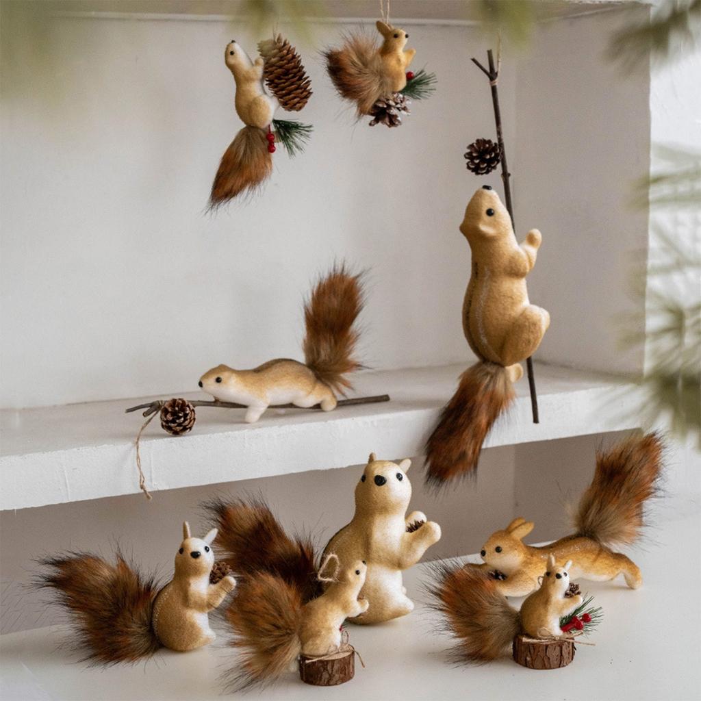 Squirrel Figurine Foam Light-weight Squirrel Ornament Lifelike Squirrel Decoration For Christmas Tree Table Centerpiece