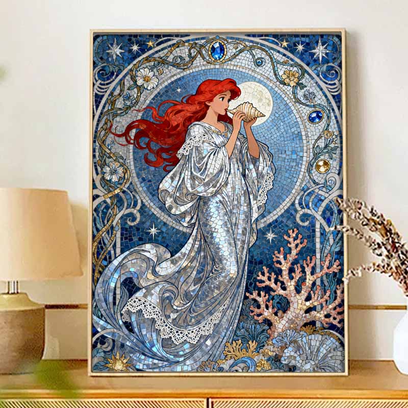 Disney 5d Diamond Painting, Ariel Mermaid Diamond Art Painting Diy Handmade Sticker Gift, Home Decoration Painting