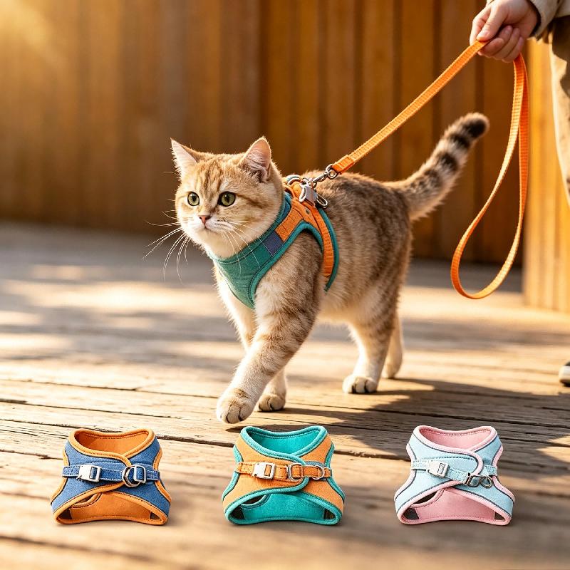 Adjustable Escape Resistant Pet Vest Harness Leash Set Comfort Walking Gear for Cats Kittens Puppy Small Dogs Outside Walking