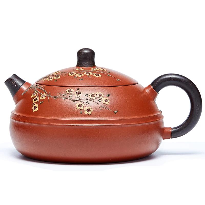 

1PC 160ml Hand-painted Plum Blossom Beauty Teapot Boutique Yixing Purple Clay Teapot Master Handmade Filter Tea Infuser