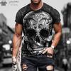 Red Skull Print T-shirt Punk Style Unisex's Clothing Gothic Design Skull Graphic T Shirts Unisex's Short Sleeve Tee Skull T-shirt Tops