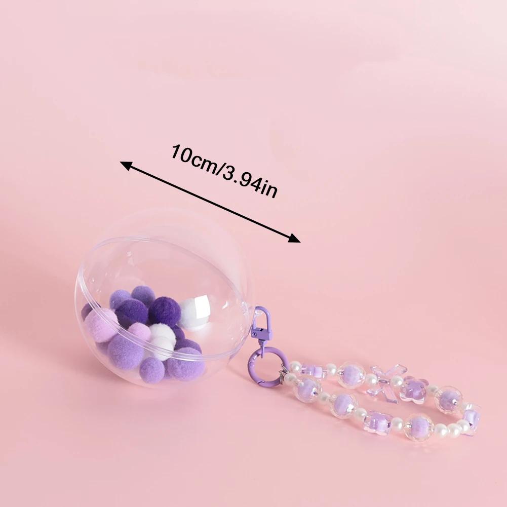 Small Doll Storage Bag Outdoor Doll Bag Keychain Portable Carrying Case Transparent Doll Display Bag with Plush Ball