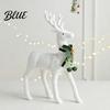 Durable Christmas Party Supplies White Flocked Elk Ornament Ribbon Bell Decor 3D Standing Deer Small Festive Displays for Shops Figurine Decorative