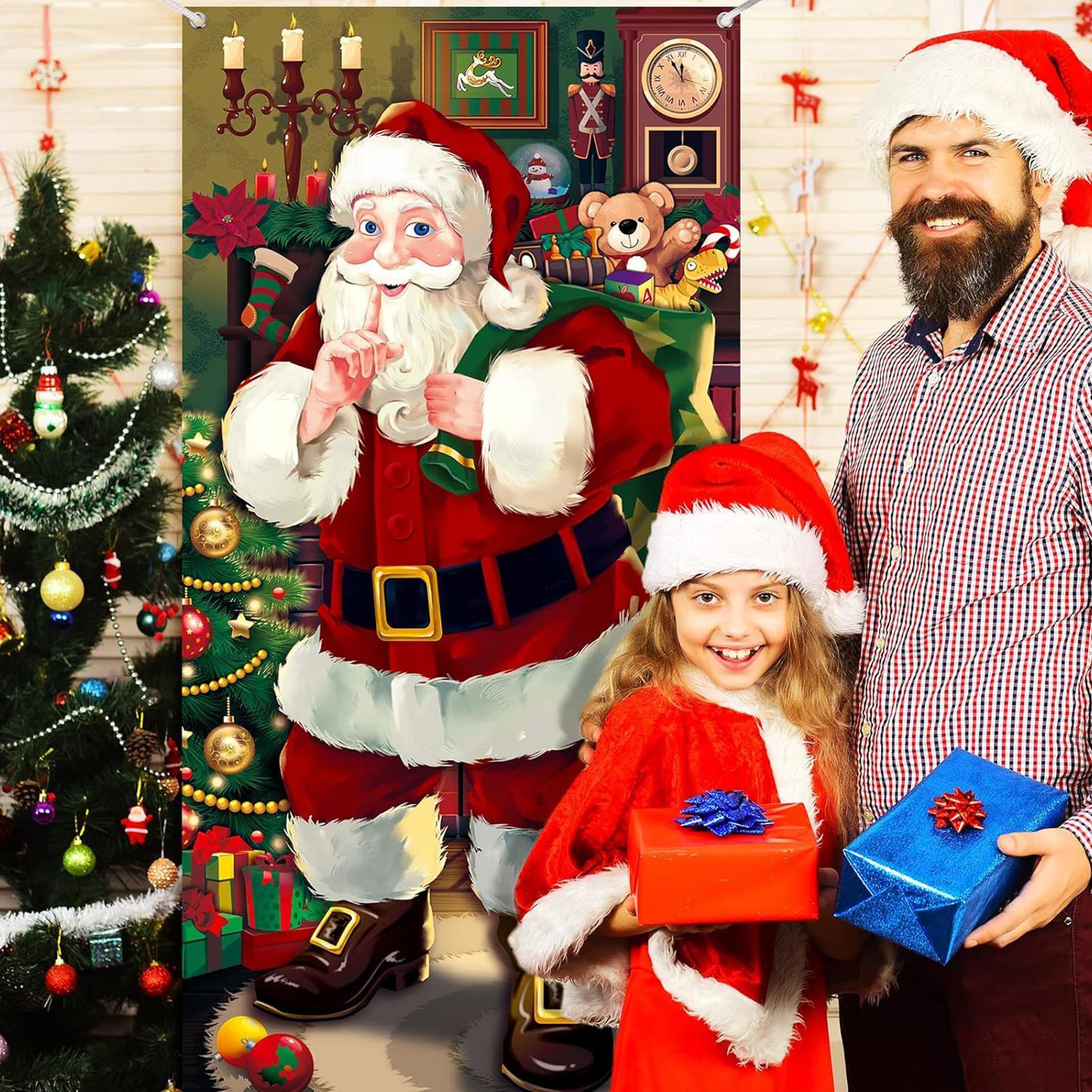 

Рождественский чехол на входную дверь с дизайном Санты, фотобаннер, праздничный фон, украшения для дома, детской комнаты, кухни CN