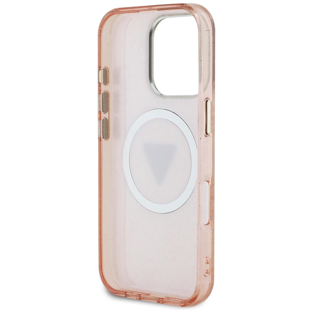 Etui Guess Iml Metal Glitter 4G Circle   Triangle Magsafe Do Iphone 16 Pro Max Różowy