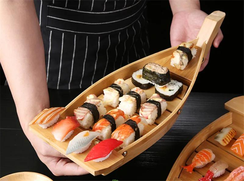 Japanese Cuisine Sushi Boats Sushi seafood Tools bamboo Wood Handmade Ship Sashimi Assorted Cold Dishes Tableware Bar Suppliers