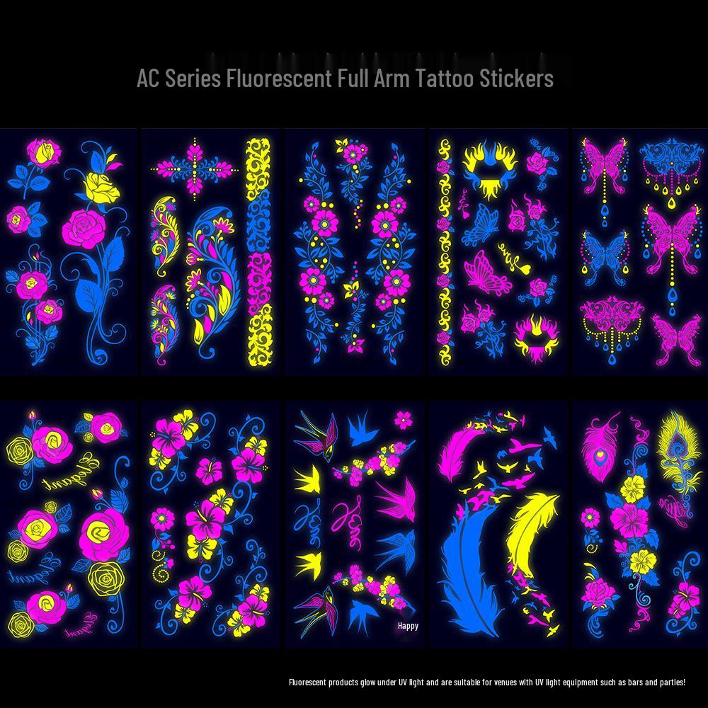 Creative Fluorescent Waterproof Full Arm and Face Tattoo Sticker