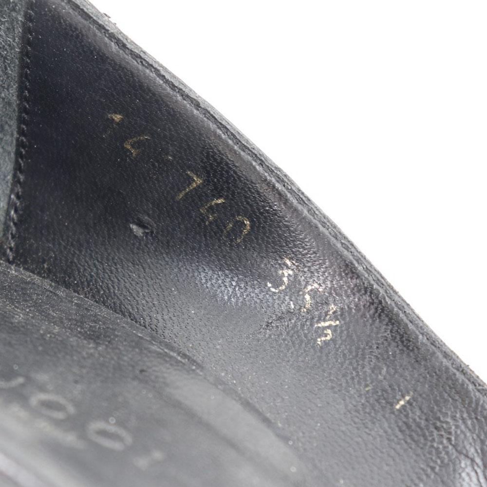 GUCCI pumps 146740 Side open ribbon black leather/Satin Women Used