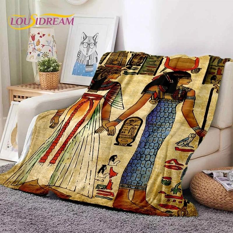 3D Pharaoh Hieroglyphic Egyptian Mythology Soft Blankets,Keep Warm Throw Blanket Comfortable for Picnic Beds Sofa Home Bedroom