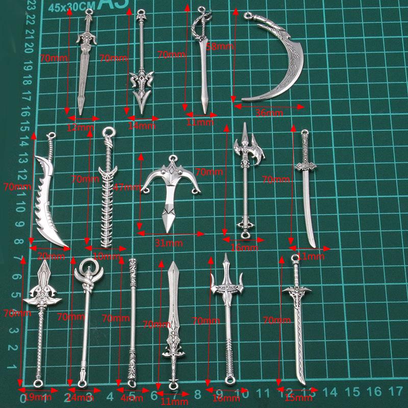 15 DIY Alloy Weapon Charms: Swords, Knives, Guns, Bows & More