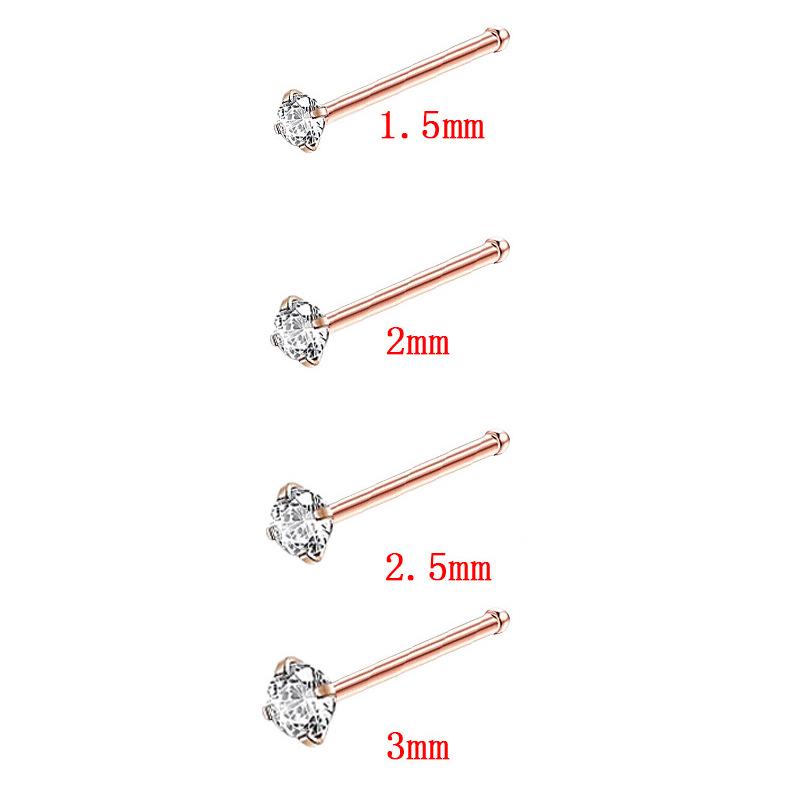 Zircon Stainless Steel Nose Stud & Nose Ring Set: 12 Style Options - Straight, Curved, L-Shaped Bars, and Combo Packs