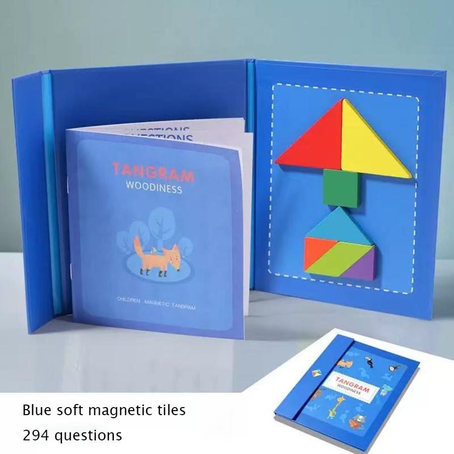 Magnetic attraction Children s wooden tangram puzzle - Montessori children s cognitive toy, children s educational toy.