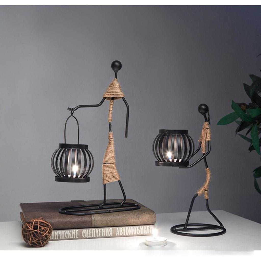 Porta-velas vintage decoração para casa porta-velas de ferro em forma de menina vela decorativa em forma de lanterna