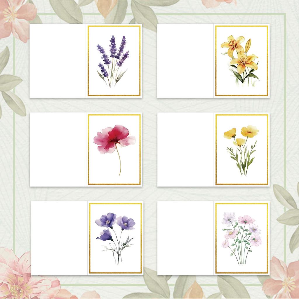 Europeisk stil Färgglada Tackkort/Inbjudningskort/Bröllopskort Set, Eleganta Små Kort för Hälsning, Blomsteraffär Favörer, Gåvor