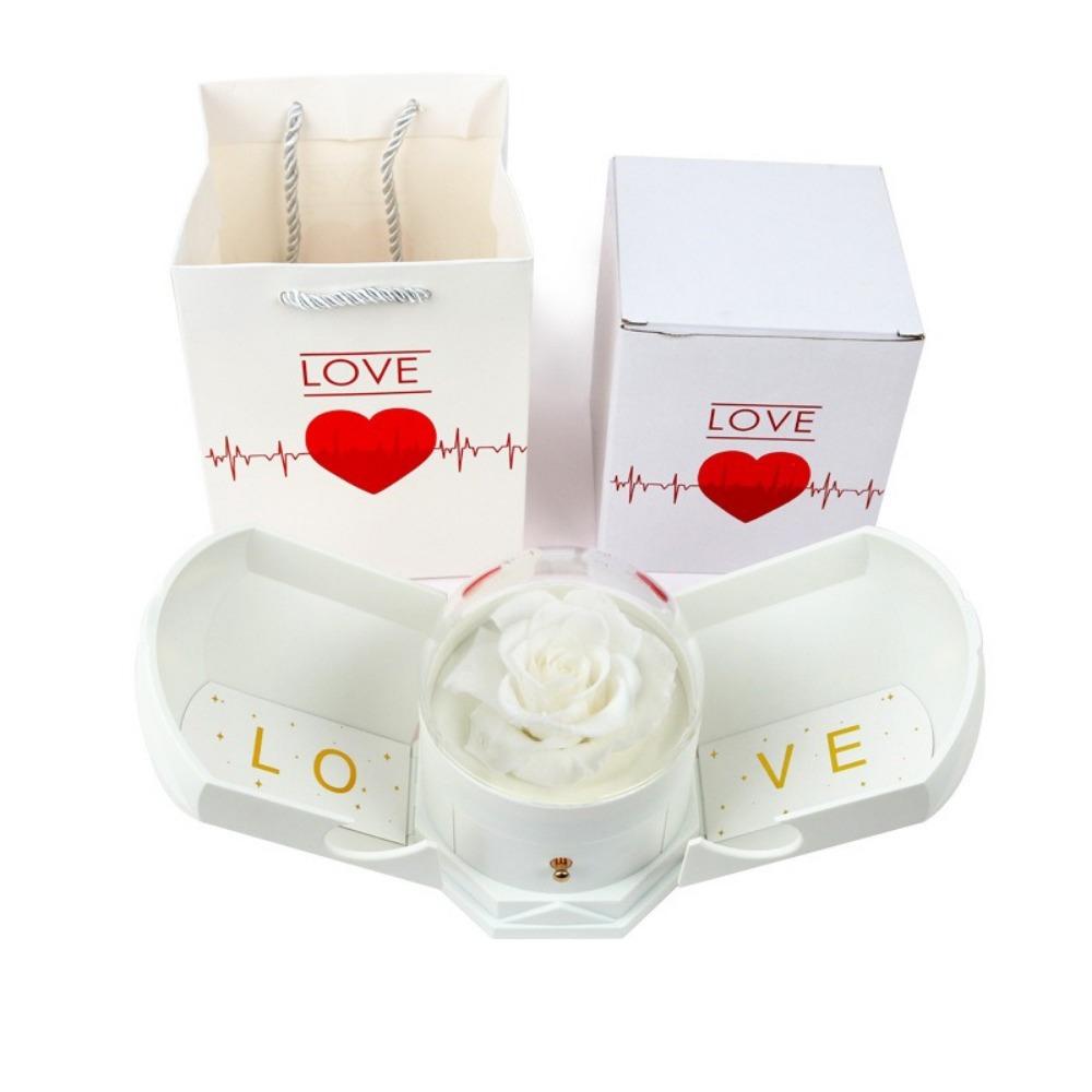 Decorative Rose Drawer Packaging Box Romantic Dried Flowers Necklace Box  Anniversary Present