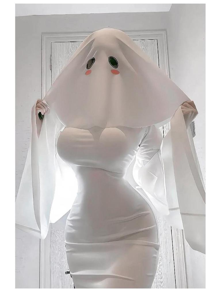 Kyoko Ghost Girl Cosplay Mask & Fishtail Dress Halloween Costume