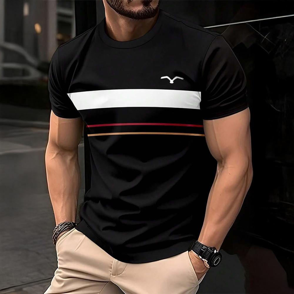 Fashionable men's T-shirt summer outdoor casual round neck short sleeved top