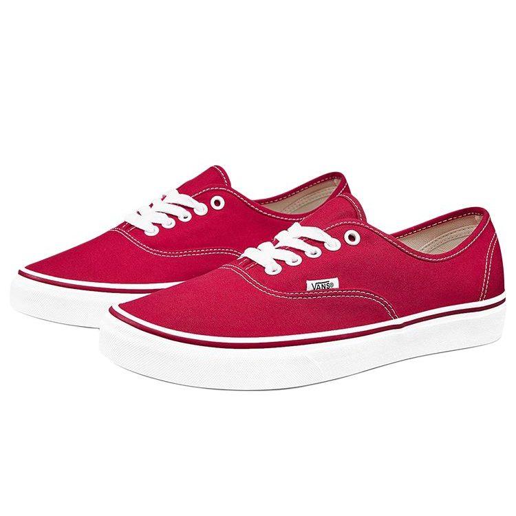 Vans Authentic Classic Canvas Low top Skateboard Shoes Unisex Red VN000EE3RED
