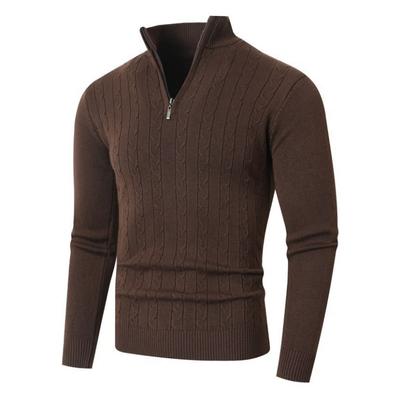 New Autumn and Winter Sweater for Men's Fashionable New Black-flowered Half-zipper Casual Pullover Base Shirt