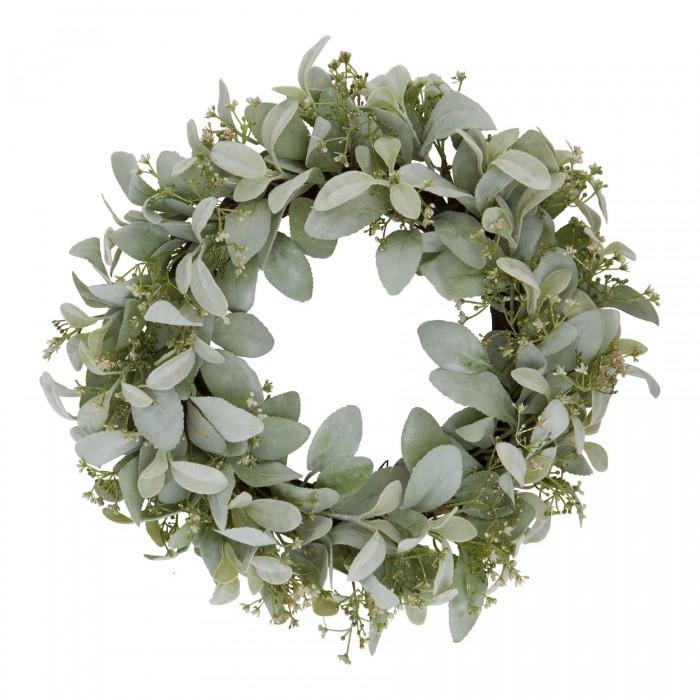Hill Interiors Winter Wax Lambs Ear & Wax Flower Wreath