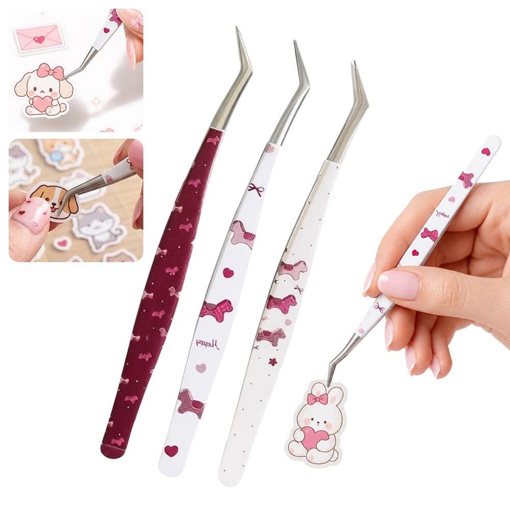 Anti-static Curved Stickers Tweezers Stainless Steel Lashes Extension Tweezer Extensions Grafting