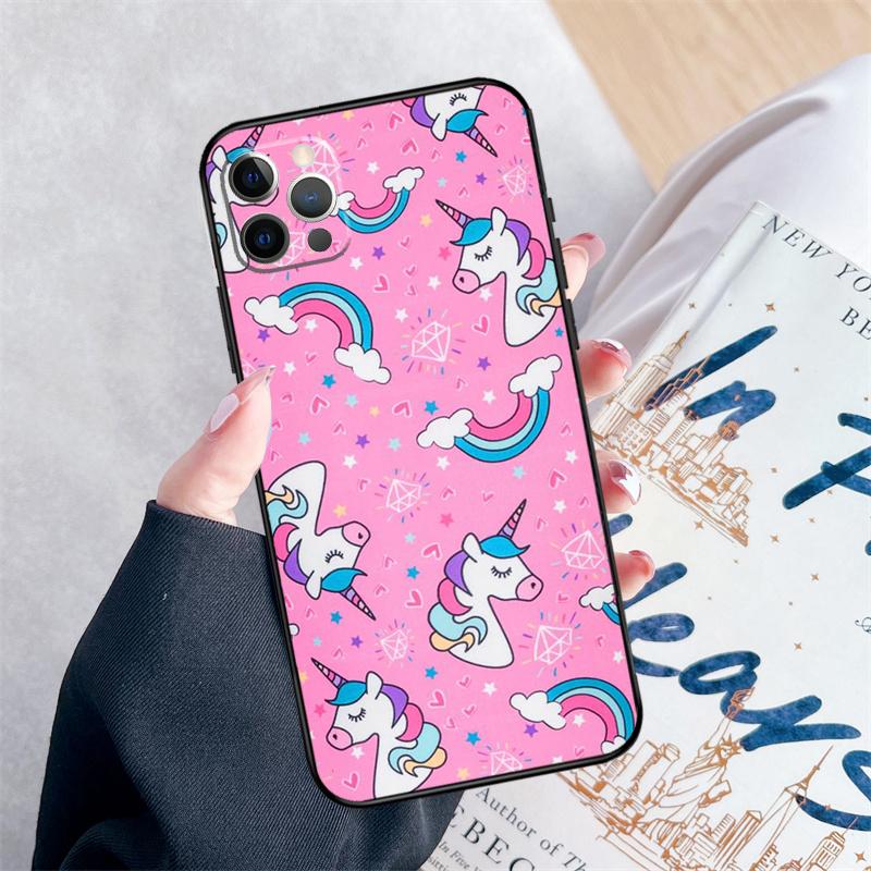 

Pink Unicorn Rainbow Cute Phone Case For iPhone 14 15 16 Pro Max 12 13 Mini 11 Pro Max XR 15 16 Plus 16e Cover Coque iPhone 13
