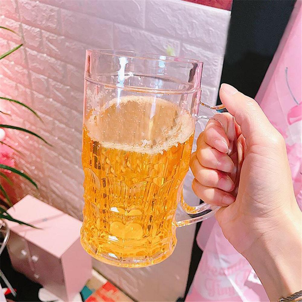 

Creative Cool Double-Layered Fake Beer Glass, Thickened Cup With Handgrip, Transparent Mugs, Teasing Supplies, 450Ml 450ml белый