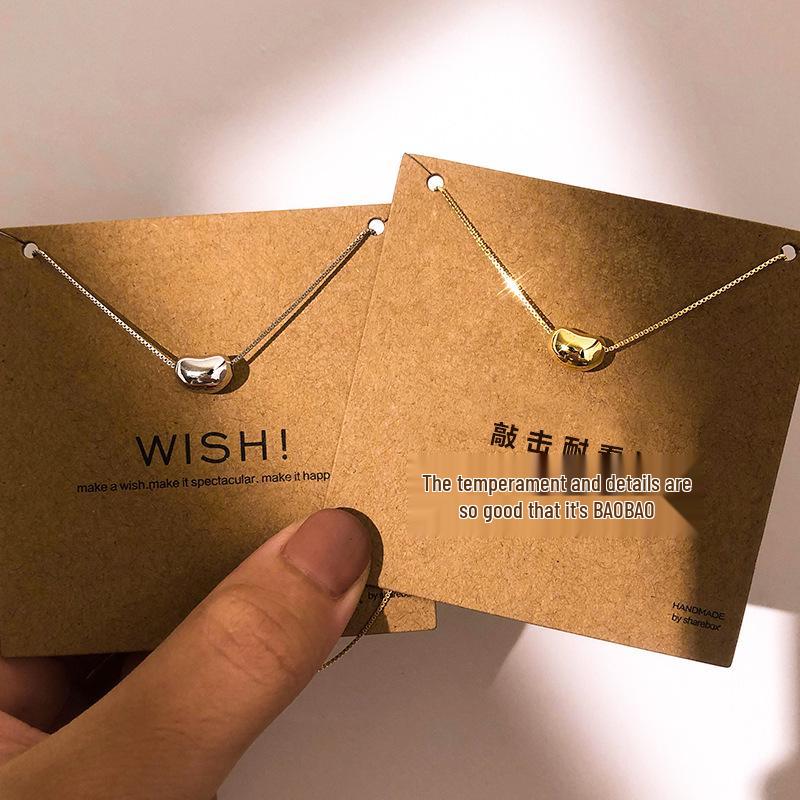 925 Sterling Silver Acacia Bean Necklace - Trendy, Simple, Cute Lucky Gold Bean Chain (2021) Copper with Platinum Plating Necklace