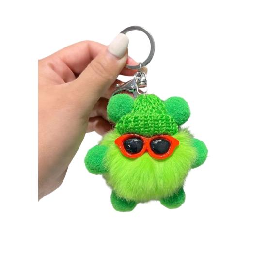 Keychain Cartoon Doll Wearing Hat Glasses Decor Imitation Rabbit Fur Charm Key Chain Keys