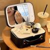 Estuche Cosmético Iluminado con LED Espejo Bolsa de Almacenamiento de Maquillaje Portátil Viaje Impermeable Cuero PU Luminancia Ajustable Gran Capacidad