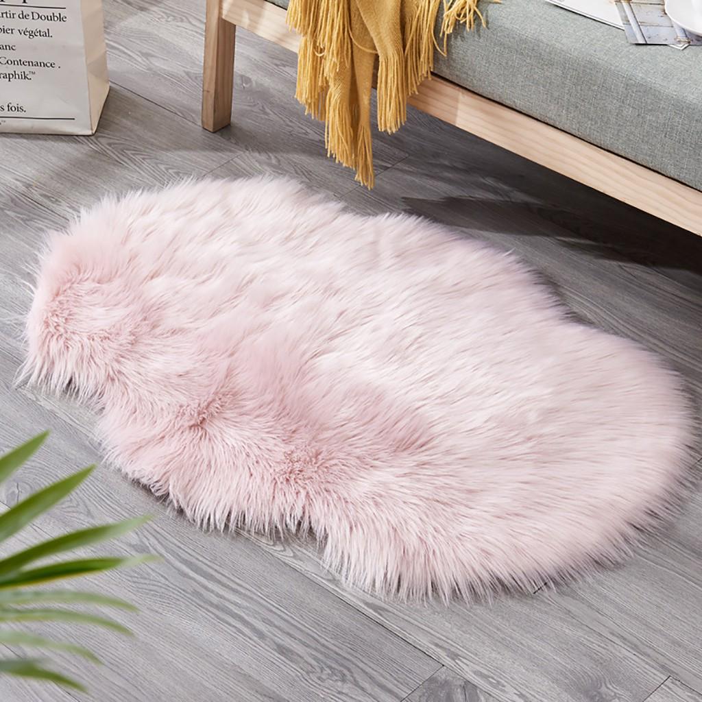 Wool Imitation Sheepskin Rugs Faux Non Bedroom Shaggy Carpet Mats