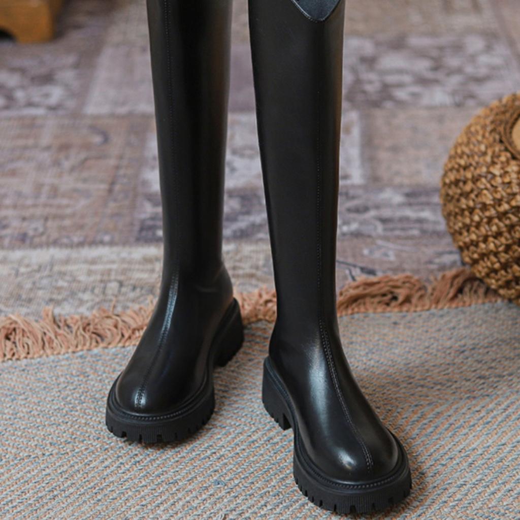 V-mouth Boots Women's Thick Soles 2025 New Winter But Knee Small Internet Celebrity Thin High Knight Boots