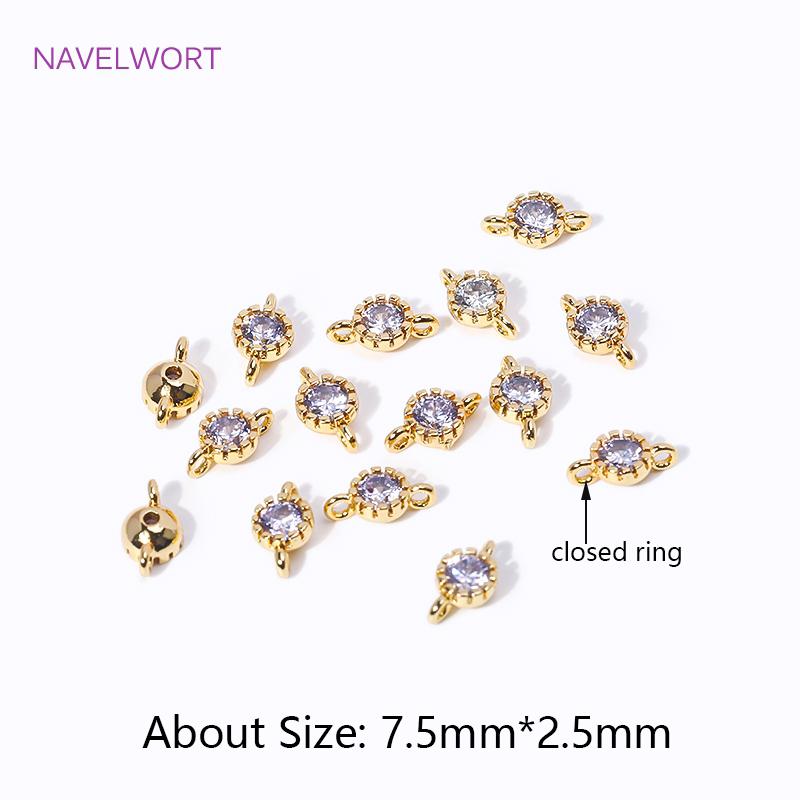 

6 Colors 18K Gold Plated Inlaid Zircon Round Charm Connector For Jewelry Making,Connectors For Bracelets,DIY Earring Accessories 10 pieces