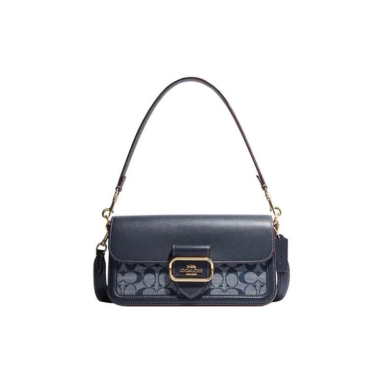 COACH Morgan Cow Leather Textile Shoulder Bag , Handbag , Shoulder Bag Women's Denim Blue (Unisex) Shoulder Bags CH137 IMDEI