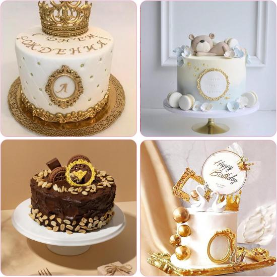 4 Pcs Photo Frame Silicone Molds, Baroque Style Air Dry Clay Molds, Mini Frame Molds Silicone for Cupcake Topper Cake Decoration Chocolate Candy