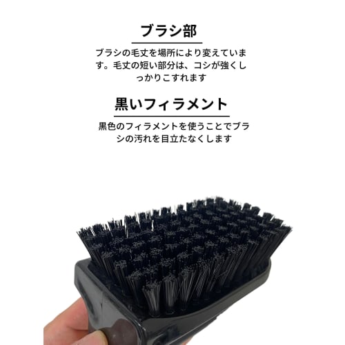 Nihon Clean Tech Ka:z Clean Floor Brush, Black, 8.5cm Wide, 7cm Deep, 15cm Long, for Cleaning Tiles, Bathtubs, and Bathroom Floors, Limescale, and Hot
