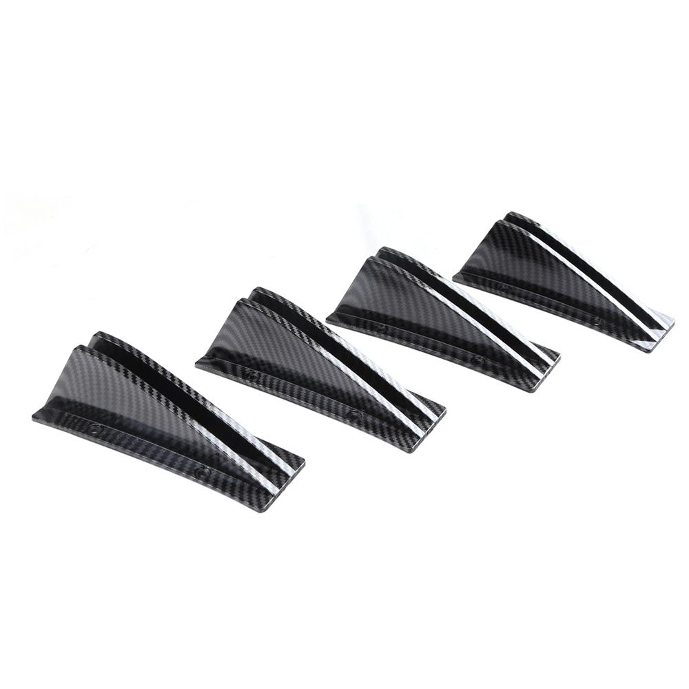 4Pcs Universal ABS Car Modified Rear Bumper Diffuser Spoiler Carbon Fiber Look