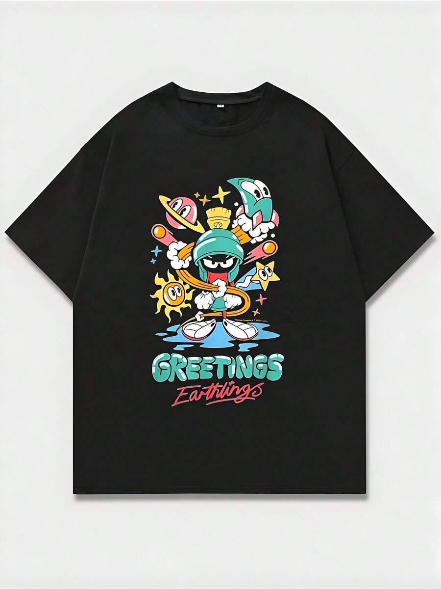 Marvin The Martian  Greetings Earthlings  Lettering Unisex T-Shirt S