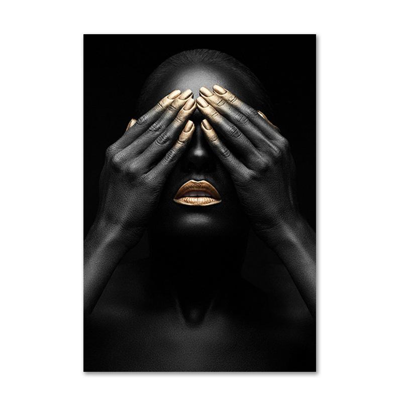 Schwarz und Gold afrikanische Kunst Poster drucken Frau Leinwand Malerei Wand Kunst Cuadros skandinavische Dekoration Home Bild Wohnzimmer