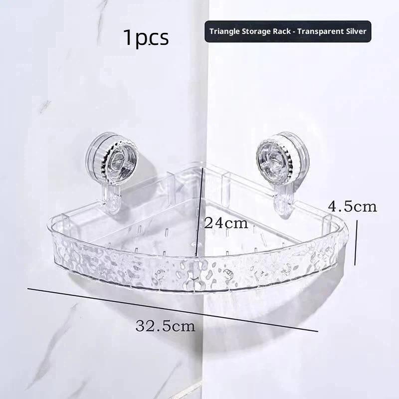 1/2Pcs Plastic Suction Cups Shower Shelves Punch-Free Rectangular/Triangular Shower Storage Rack Removable Draining